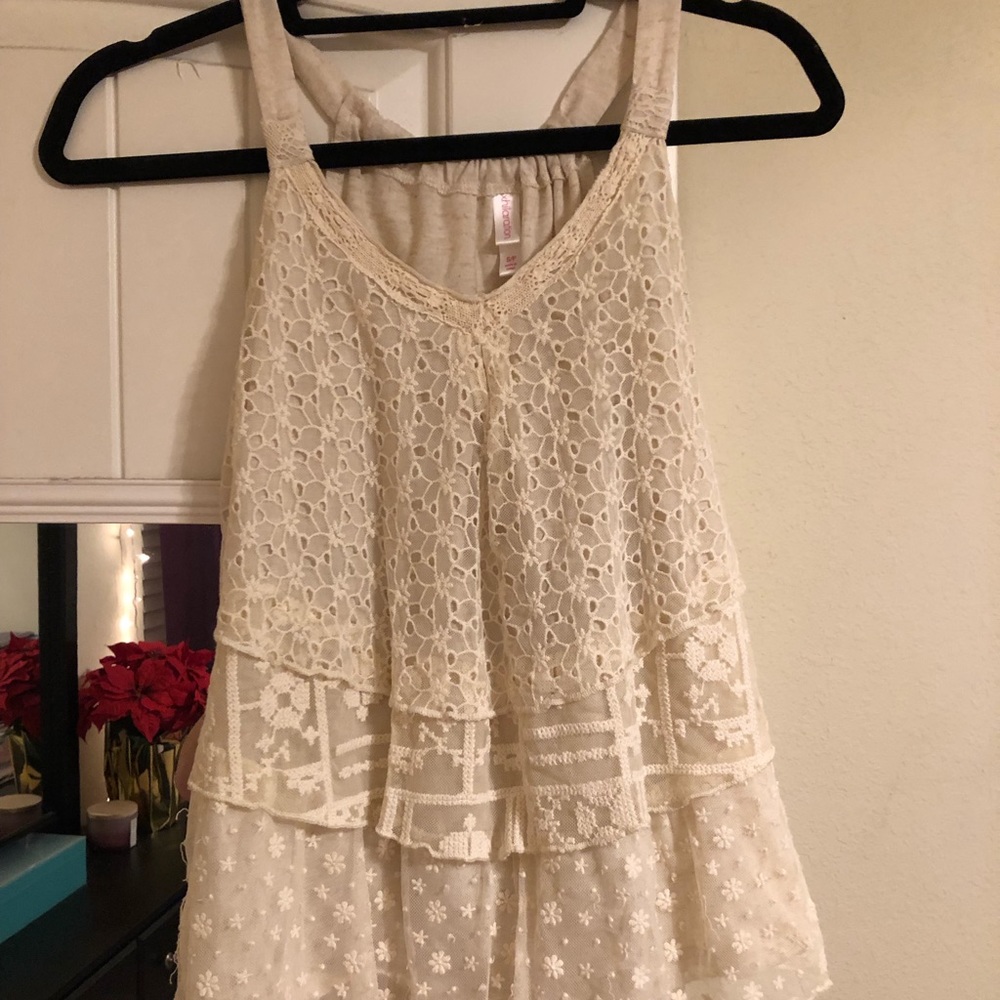 beige tank top